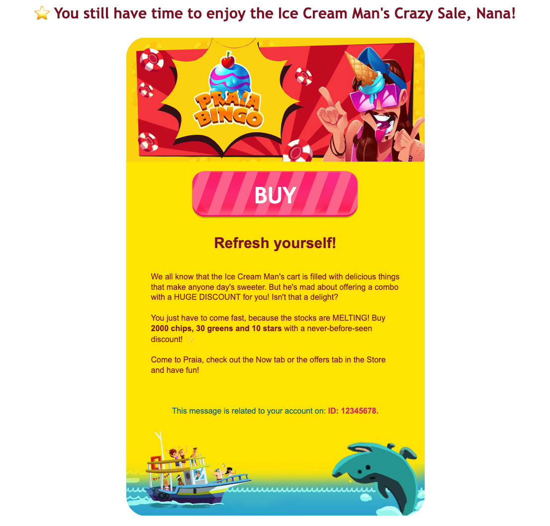 Praia Bingo Ice Cream Offer