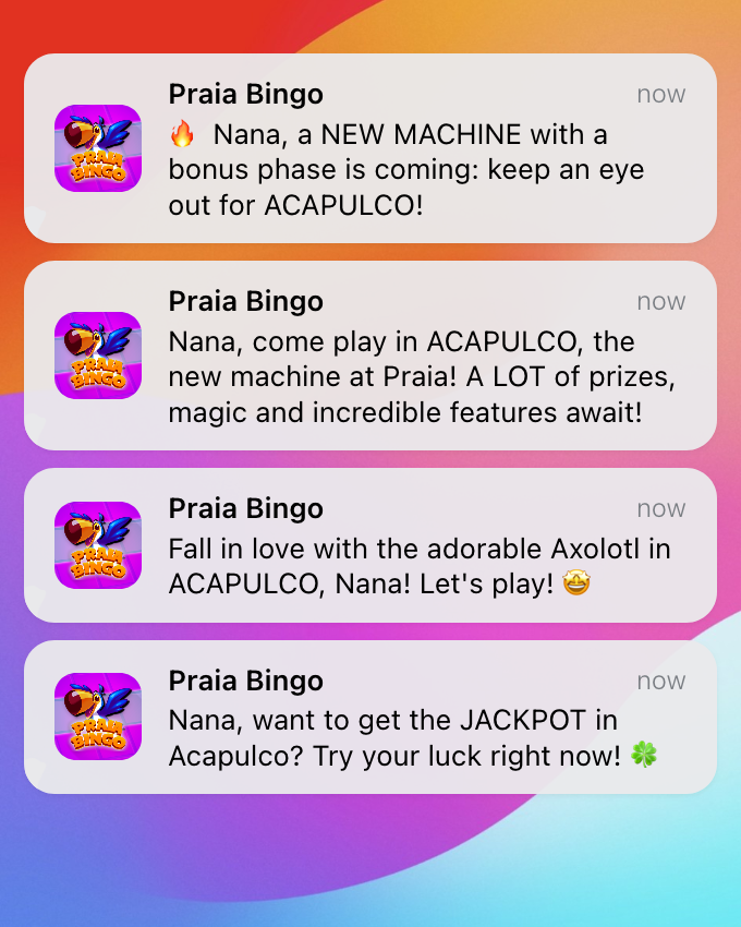 Push notifications Acapulco Praia Bingo